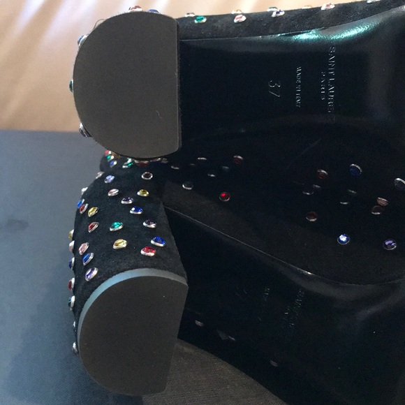 NWT SAINT LAURENT SUEDE BETTY CRYSTAL BOOTIE - Picture 6 of 8